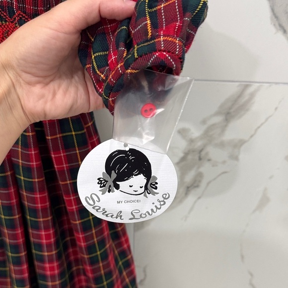 SARAH LOUISE Hand Smocked Embroidered Tartan Red Green Girls Holiday Dress NWT - Picture 4 of 7